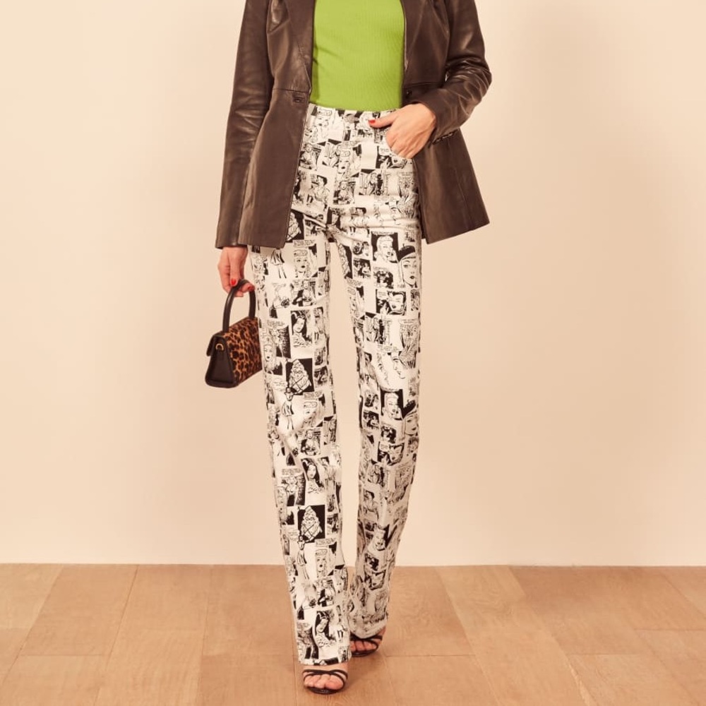 RARE Newsprint High Rise Straight Long Jeans